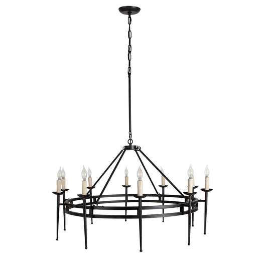 Tyrell Ten Light Chandelier Antique Plaster White/Brushed Antique Black