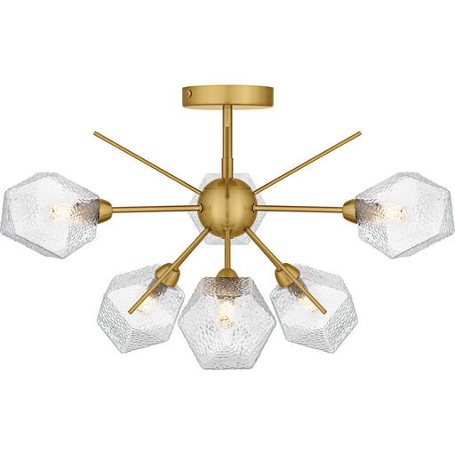 Salvador Six Light Semi-Flush Mount Brushed Gold