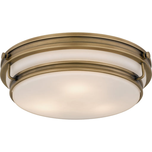 Quoizel Flush Mount Three Light Flush Mount Weathered Brass