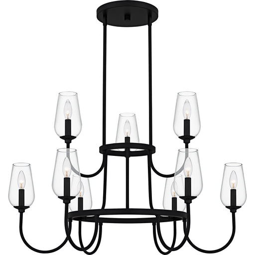 Viscount Nine Light Chandelier Matte Black