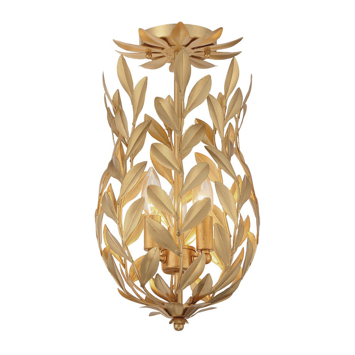 Crystorama - 563-GA_CEILING - Three Light Semi Flush Mount - Broche - Antique Gold