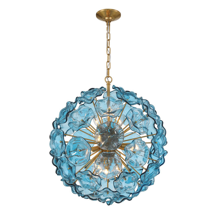 Crystorama - ESM-4006-AG-BL - Nine Light Pendant - Esme - Aged Brass