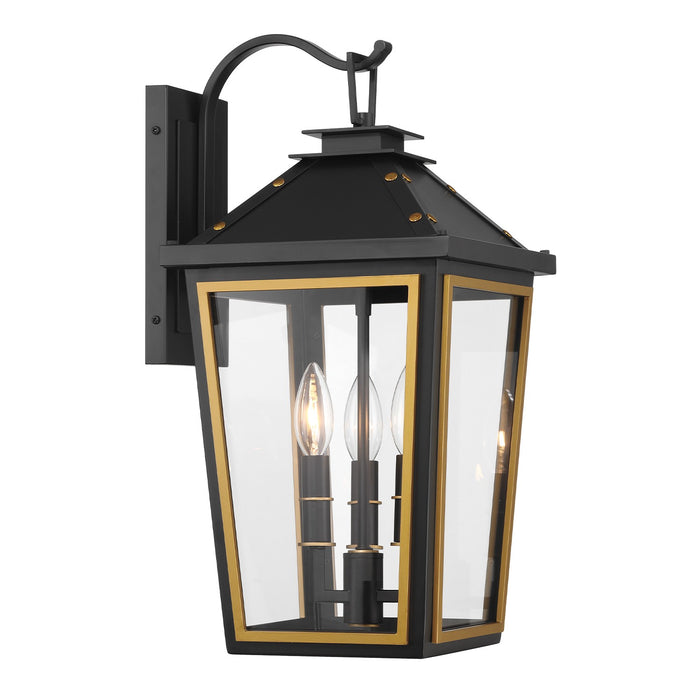 Crystorama - HAW-602-MK-TG - Three Light Outdoor Wall Sconce - Hawkins - Matte Black/Textured Gold