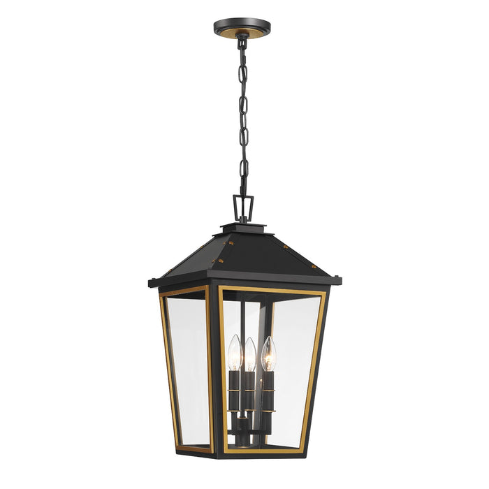 Crystorama - HAW-605-MK-TG - Four Light Outdoor Pendant - Hawkins - Matte Black/Textured Gold