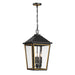 Crystorama - HAW-605-MK-TG - Four Light Outdoor Pendant - Hawkins - Matte Black/Textured Gold