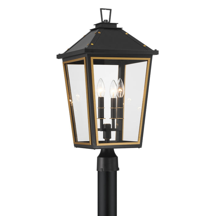 Crystorama - HAW-609-MK-TG - Four Light Outdoor Post Mount - Hawkins - Matte Black/Textured Gold