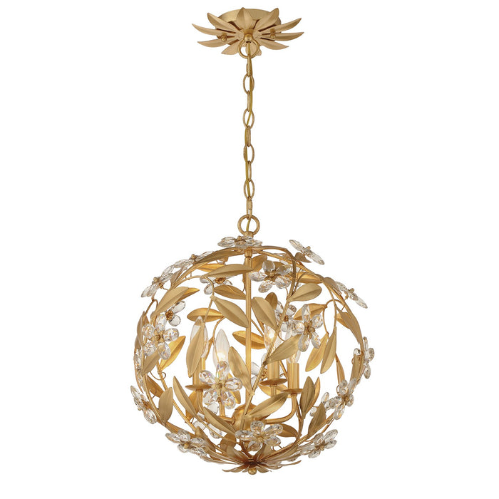 Crystorama - MSL-314-GA - Four Light Pendant - Marselle - Antique Gold