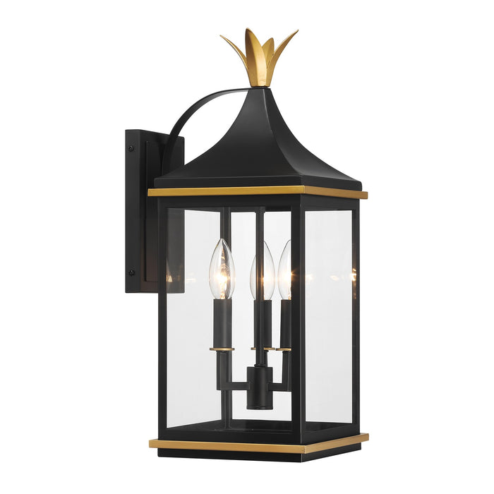 Crystorama - SIM-801-MK-TG - Three Light Outdoor Wall Sconce - Simpson - Matte Black/Textured Gold