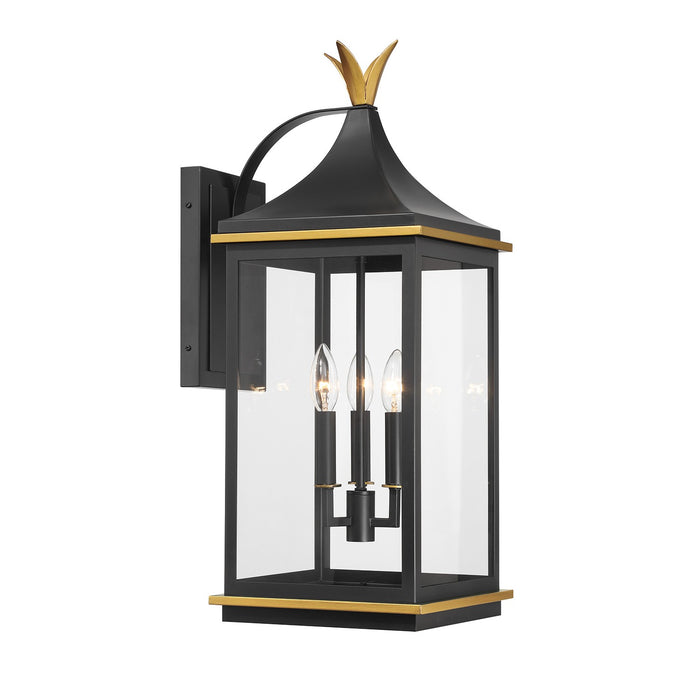 Crystorama - SIM-803-MK-TG - Three Light Outdoor Wall Sconce - Simpson - Matte Black/Textured Gold