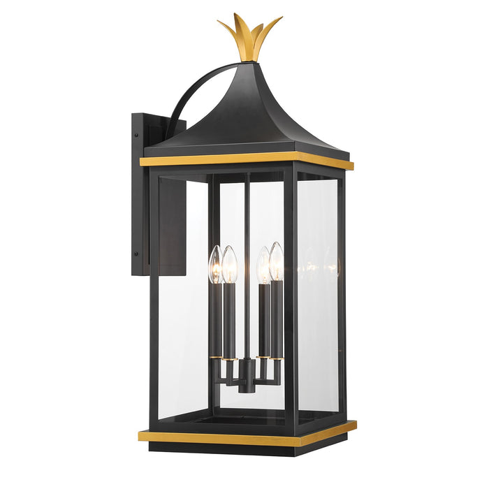 Crystorama - SIM-804-MK-TG - Four Light Outdoor Wall Sconce - Simpson - Matte Black/Textured Gold