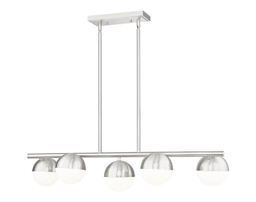 Realm Sphere Five Light Linear Chandelier Brushed Nickel