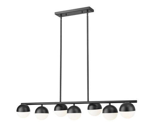 Realm Sphere Seven Light Linear Chandelier Matte Black