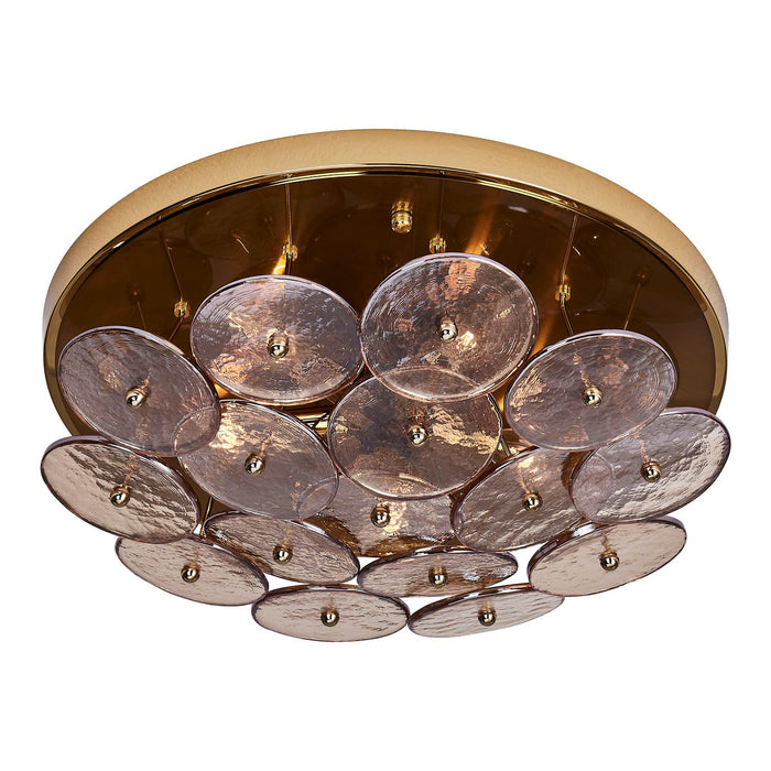 Kalco - 521545PWB - Five Light Flush Mount - HORTENSIA - Polished Winter Brass