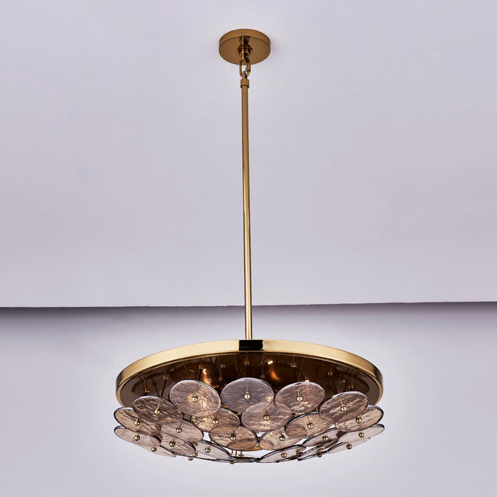 Kalco - 521555PWB - Five Light Pendant - HORTENSIA - Polished Winter Brass