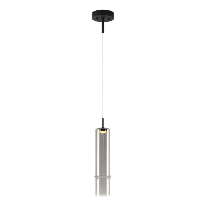 Matteo Lighting - C30601MBSM - One Light Pendant - Bambu - Matte Black/Smoked Glass