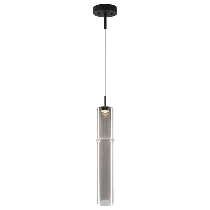 Matteo Lighting - C30611MBSM - One Light Pendant - Bambu - Matte Black/Smoked Glass