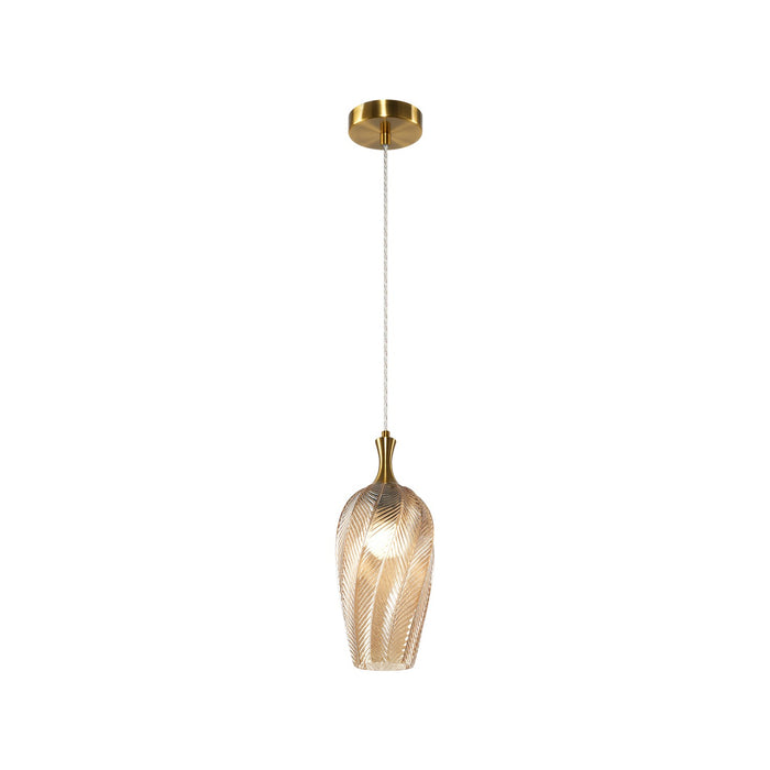 Matteo Lighting - C30901AGAM - One Light Pendant - Eesha - Aged Gold Brass/Amber Glass