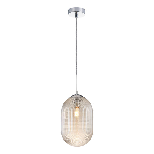 Maruna One Light Pendant Chrome / Cognac Glass