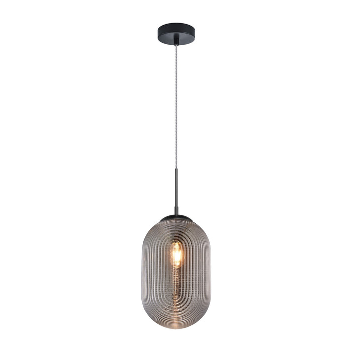 Matteo Lighting - C31001MBSM - One Light Pendant - Maruna - Matte Black/Smoked Glass