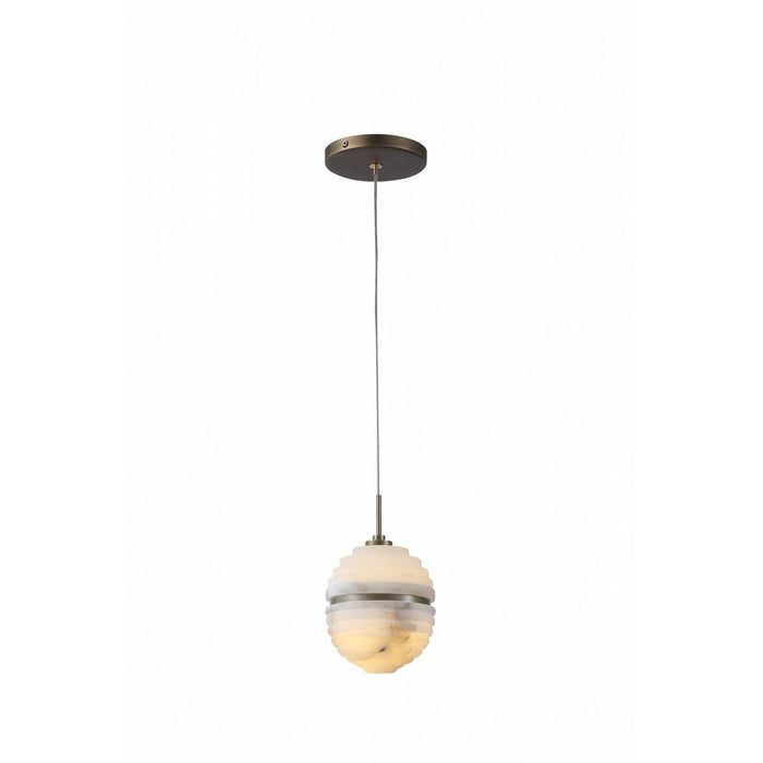 Avenue Lighting - HF2902-AB - One Light Pendant - Sedona - Alabster / Aged Brass