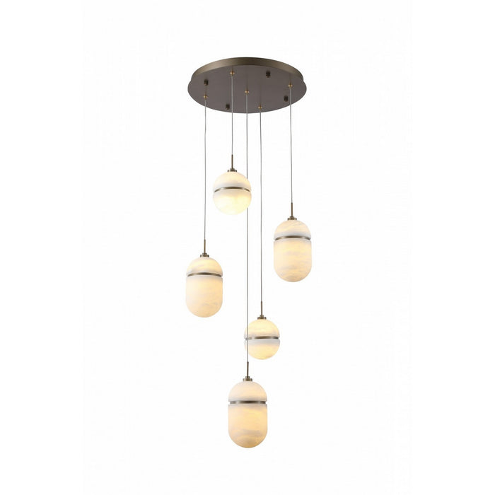 Avenue Lighting - HF2905-AB - Five Light Pendant - Sedona - Alabster / Aged Brass