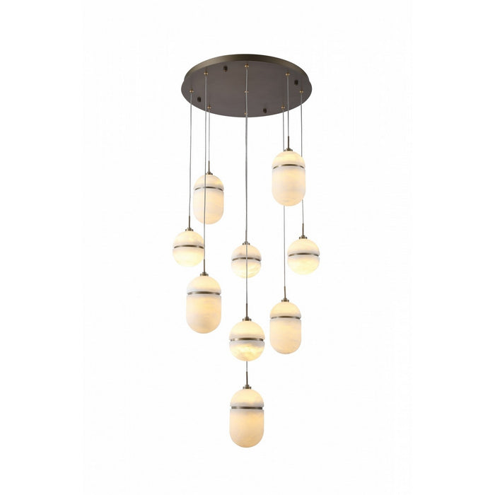 Avenue Lighting - HF2909-AB - Nine Light Pendant - Sedona - Alabster / Aged Brass