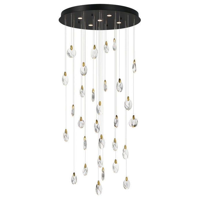 ET2 - E11070-122BKPG - LED Pendant - Pebble - Black / Polished Gold