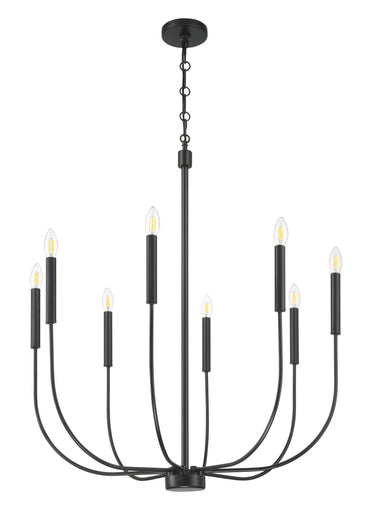 Traci Eight Light Chandelier Flat Black