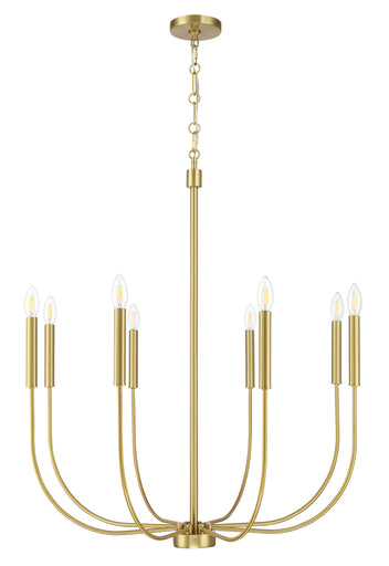 Traci Eight Light Chandelier Satin Brass