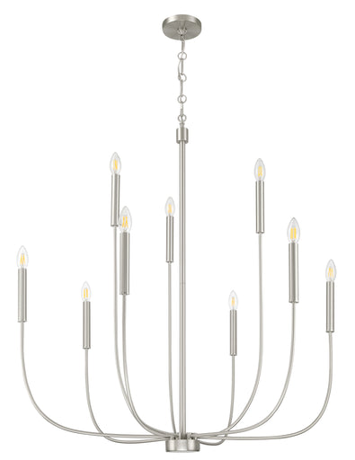 Traci Nine Light Chandelier Brushed Polished Nickel