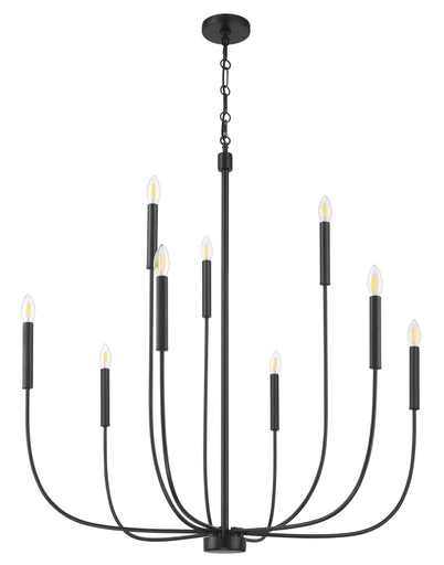 Traci Nine Light Chandelier Flat Black