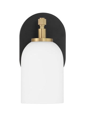 Council One Light Wall Sconce Flat Black/Satin Brass