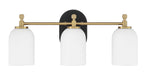 Craftmade - 60303-FBSB - Three Light Vanity - Council - Flat Black/Satin Brass