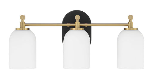 Council Three Light Vanity Flat Black/Satin Brass