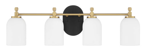 Council Four Light Vanity Flat Black/Satin Brass