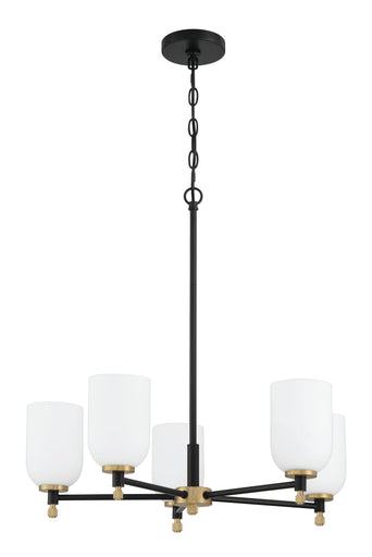 Council Five Light Chandelier Flat Black/Satin Brass