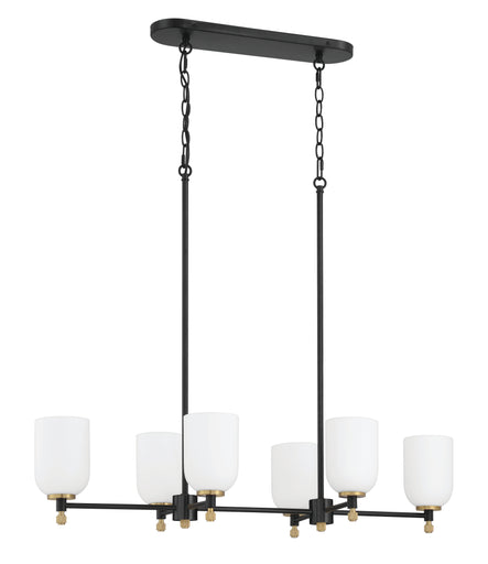Council Six Light Island Pendant Flat Black/Satin Brass