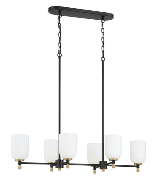 Craftmade - 60376-FBSB - Six Light Island Pendant - Council - Flat Black/Satin Brass