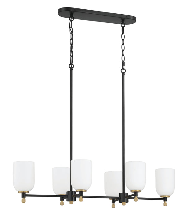 Craftmade - 60376-FBSB - Six Light Island Pendant - Council - Flat Black/Satin Brass