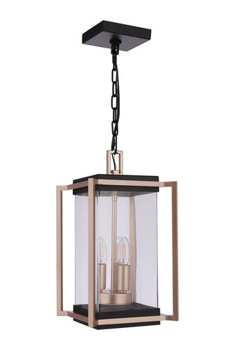 Metalwork Three Light Outdoor Pendant Midnight / Satin Brass