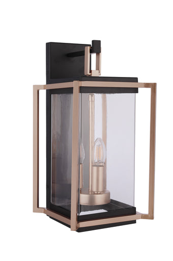 Metalwork Three Light Outdoor Wall Lantern Midnight / Satin Brass