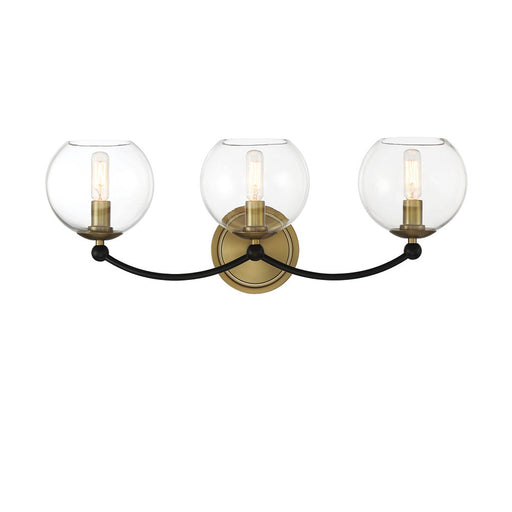 Kearney Park Three Light Bath Vanity Coal And Soft Brass