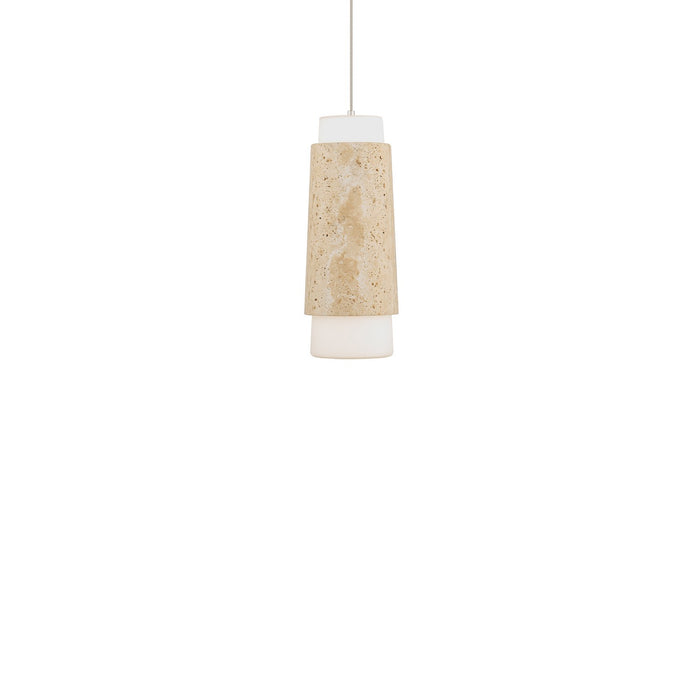 Modern Forms - PD-5513-30-WV/AB - LED Mini Pendant - Chauncey - Beige Travertine/Aged Brass