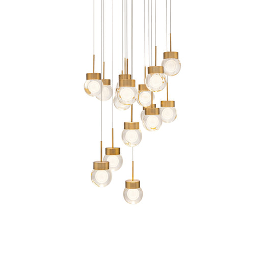 Double Bubble LED Pendant Aged Brass