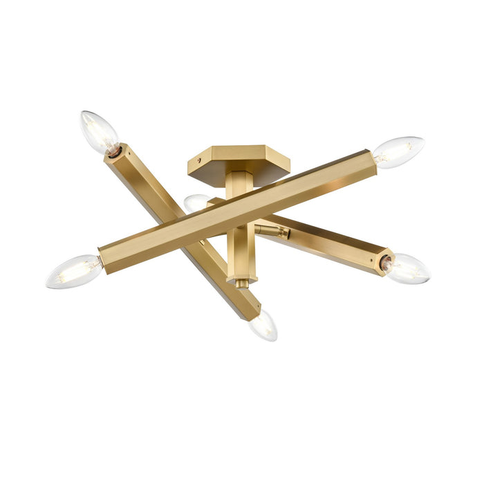 DVI Lighting - DVP30613BR - Six Light Semi Flush Mount - Kestrel - Brass
