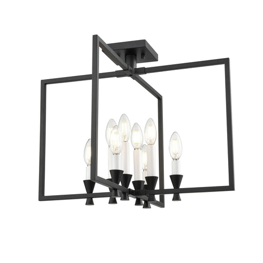 Carisbrooke Eight Light Semi-Flush Mount Ebony