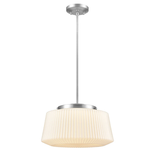 Lunenberg Cct LED Pendant Buffed Nickle Ribbed Opal Glass