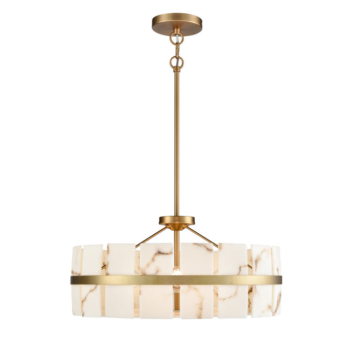 DVI Lighting - DVP5206BR-BFA - Three Light Pendant - Luna Alabaster - Brass