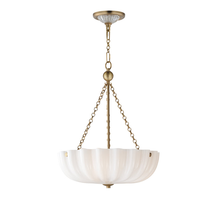 Maxim - 22652WTNAB - Three LIght Pendant / Semi-Flush Mount - Bundt - White/Natural Aged Brass