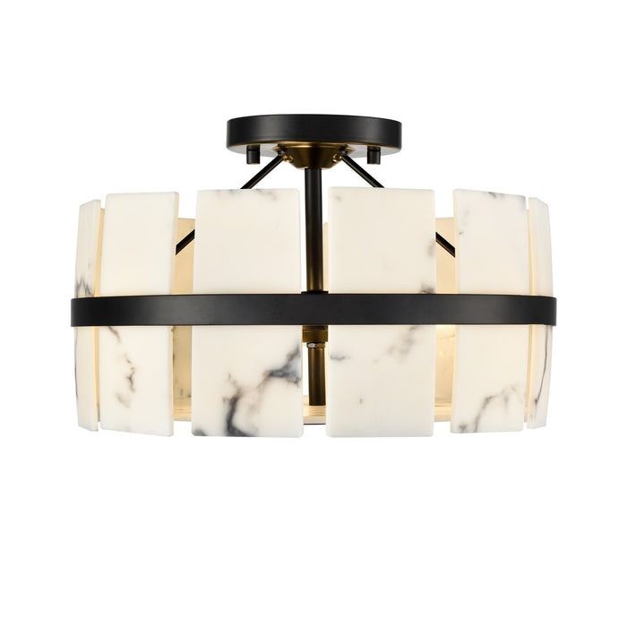 DVI Lighting - DVP5211EB-GFA - Three Light Semi Flush Mount - Luna Alabaster - Ebony